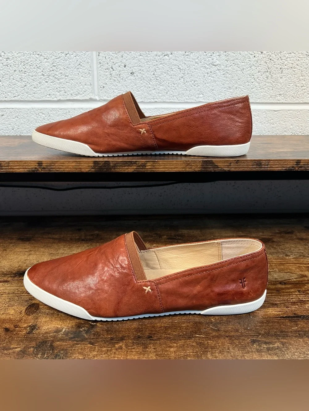 Frye Leather Loafers Melanie Flats Slip On Brown Casual Shoes Women's 10